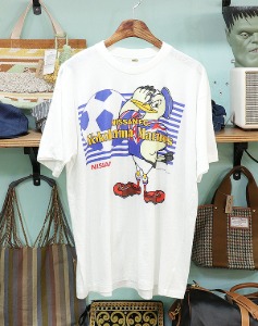 미사용품!!! JAPAN 빈티지 1992 NISSAN FOOTBALL 반팔 티셔츠 ~프리사이즈 !!!