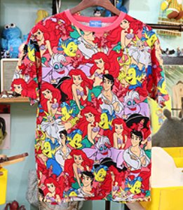 일본판 도쿄 디즈니 인어공주 반팔 티셔츠 ~ L사이즈 !!!